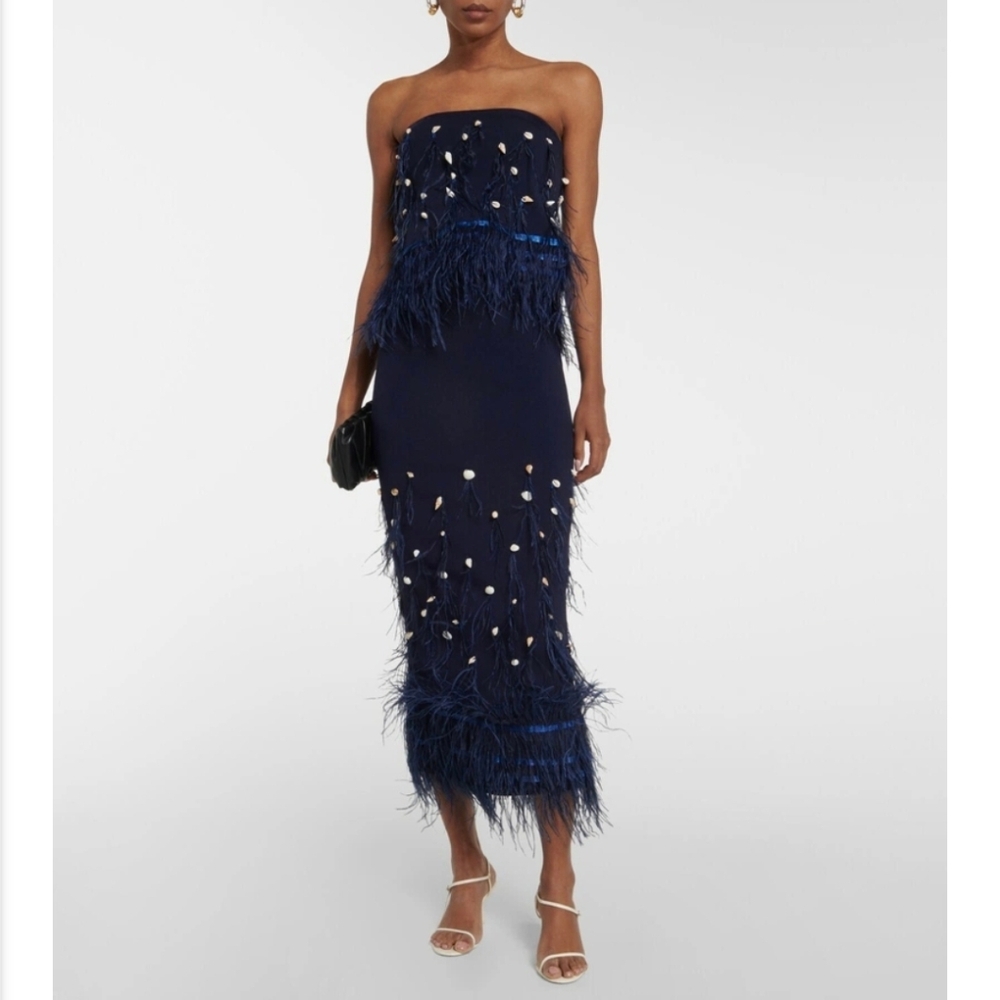 STAUD Navy Skirt with Beaded Fringe - Picture 13 of 15